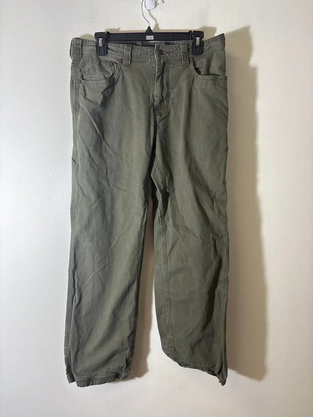 Mens Prana Green Flat Front Pants Sz 34/30